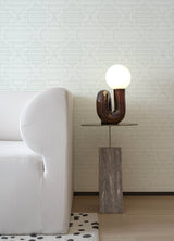 Ernest Turquoise Quilted Quatrefoil Wallpaper with Modern Graphic Quatrefoil Pattern - Brewster 4135-27288