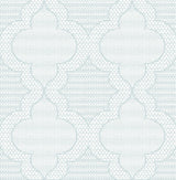 Ernest Blue Quilted Quatrefoil Wallpaper with Modern Graphic Quatrefoil Pattern - Brewster 4135-27289