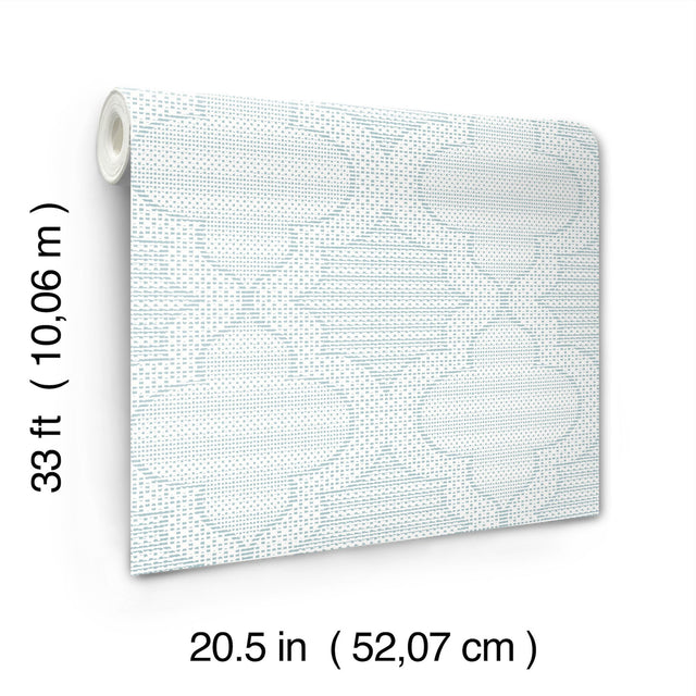 Ernest Blue Quilted Quatrefoil Wallpaper with Modern Graphic Quatrefoil Pattern - Brewster 4135-27289