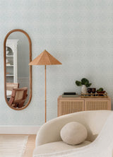 Ernest Blue Quilted Quatrefoil Wallpaper with Modern Graphic Quatrefoil Pattern - Brewster 4135-27289