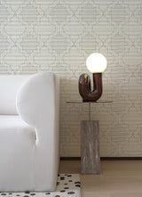 Ernest Charcoal Quilted Quatrefoil Wallpaper with Modern Graphic Quatrefoil Pattern - Brewster 4135-27290