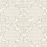 Ernest Taupe Quilted Quatrefoil Wallpaper with Modern Quilted Quatrefoil Pattern - Brewster 4135-27291