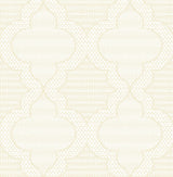 Ernest Yellow Quilted Quatrefoil Wallpaper with Modern Graphic Quatrefoil Pattern - Brewster 4135-27292