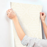 Ernest Yellow Quilted Quatrefoil Wallpaper with Modern Graphic Quatrefoil Pattern - Brewster 4135-27292