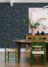 Briar Navy Floral Wallpaper with Bohemian Botanical Motif - A?Street Prints 4135-27293