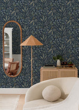 Briar Navy Floral Wallpaper with Bohemian Botanical Motif - A?Street Prints 4135-27293