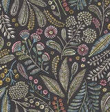 Briar Charcoal Floral Wallpaper with Bohemian Botanical Motif - A-Street Prints 4135-27294