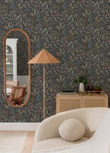 Briar Charcoal Floral Wallpaper with Bohemian Botanical Motif - A-Street Prints 4135-27294