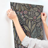 Briar Charcoal Floral Wallpaper with Bohemian Botanical Motif - A-Street Prints 4135-27294