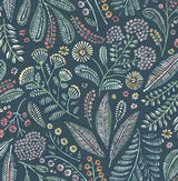 Briar Teal Floral Wallpaper with Botanical Bohemian Motif - A-Street Prints 4135-27295