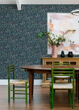 Briar Teal Floral Wallpaper with Botanical Bohemian Motif - A-Street Prints 4135-27295