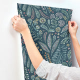 Briar Teal Floral Wallpaper with Botanical Bohemian Motif - A-Street Prints 4135-27295