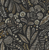 Briar Black Floral Wallpaper with Bohemian Botanical Motif - A-Street Prints 4135-27296
