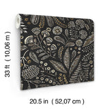Briar Black Floral Wallpaper with Bohemian Botanical Motif - A-Street Prints 4135-27296