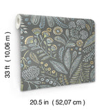Briar Grey Floral Wallpaper with Bohemian Botanical Motif - A-Street Prints 4135-27297