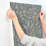 Briar Grey Floral Wallpaper with Bohemian Botanical Motif - A-Street Prints 4135-27297