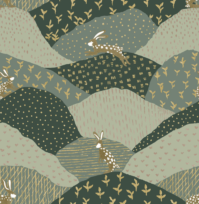 Peter Green Rabbit Fields Wallpaper with Whimsical Animals Pattern - A-Street Prints 4135-27299