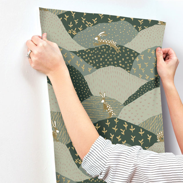 Peter Green Rabbit Fields Wallpaper with Whimsical Animals Pattern - A-Street Prints 4135-27299