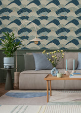 Peter Blue Rabbit Fields Wallpaper with Whimsical Animal Patchwork Motif - Brewster 4135-27300