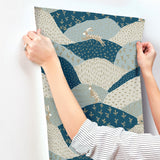 Peter Blue Rabbit Fields Wallpaper with Whimsical Animal Patchwork Motif - Brewster 4135-27300