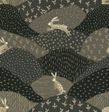 Peter Black Rabbit Fields Wallpaper with Metallic Whimsical Animal Pattern - A-Street Prints 4135-27301
