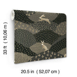 Peter Black Rabbit Fields Wallpaper with Metallic Whimsical Animal Pattern - A-Street Prints 4135-27301