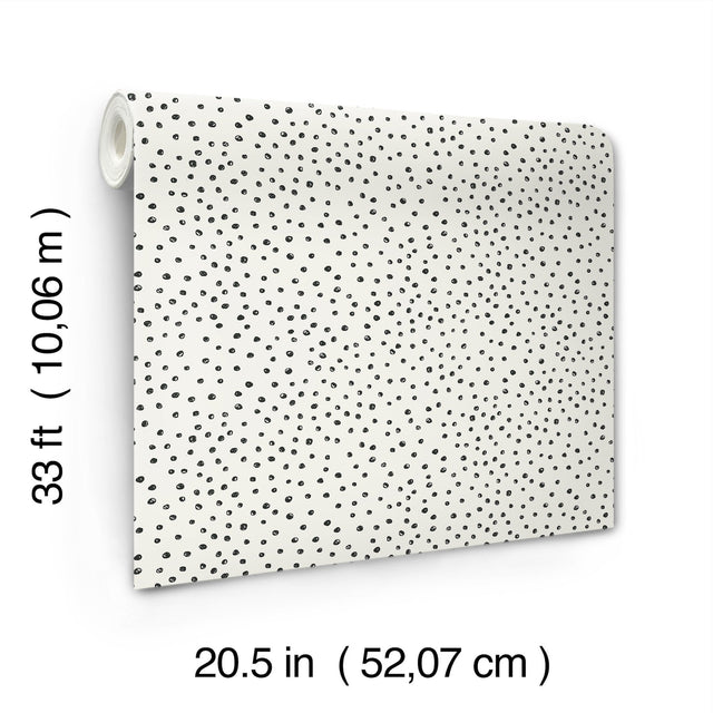 Cassie Black Petite Polka Wallpaper with Hand-Painted Polka Dots - A-Street Prints 4135-27302