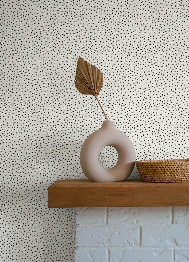 Cassie Black Petite Polka Wallpaper with Hand-Painted Polka Dots - A-Street Prints 4135-27302