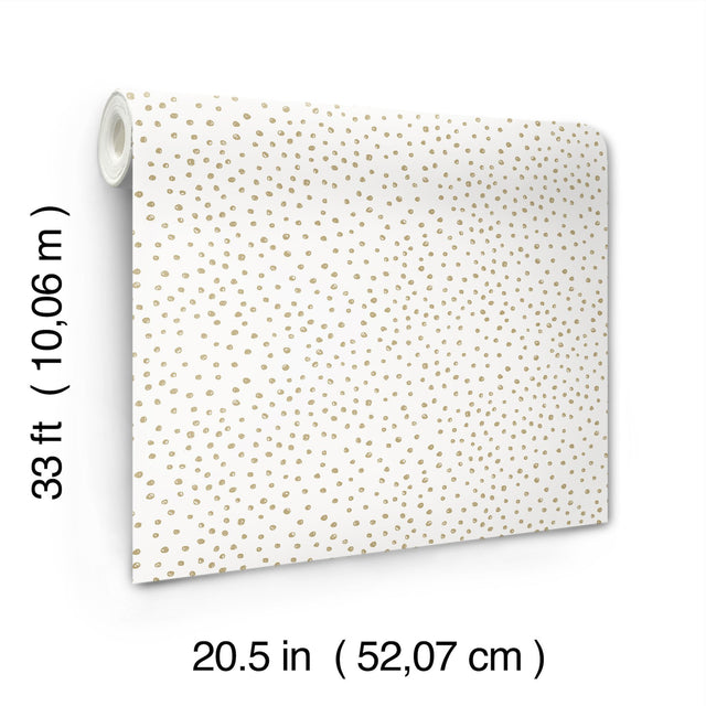 Cassie White Petite Polka Wallpaper with Metallic Hand-Painted Dot Pattern - A-Street Prints 4135-27303