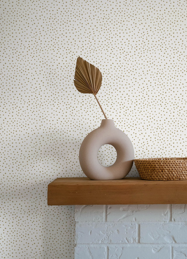 Cassie White Petite Polka Wallpaper with Metallic Hand-Painted Dot Pattern - A-Street Prints 4135-27303