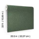 Cassie Green Petite Polka Wallpaper with Metallic Burnished Gold Dots - Brewster 4135-27304