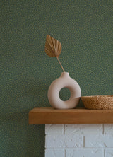 Cassie Green Petite Polka Wallpaper with Metallic Burnished Gold Dots - Brewster 4135-27304