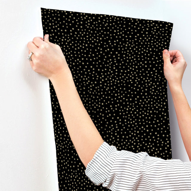 Cassie Gold Petite Polka Wallpaper with Metallic Polka Dots - A-Street Prints 4135-27306