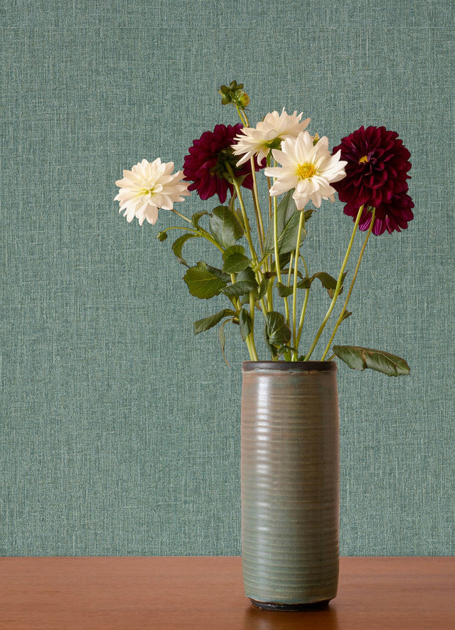 Cromie Turquoise Texture Wallpaper with Faux Fabric Motif - A-Street Prints 4135-6924