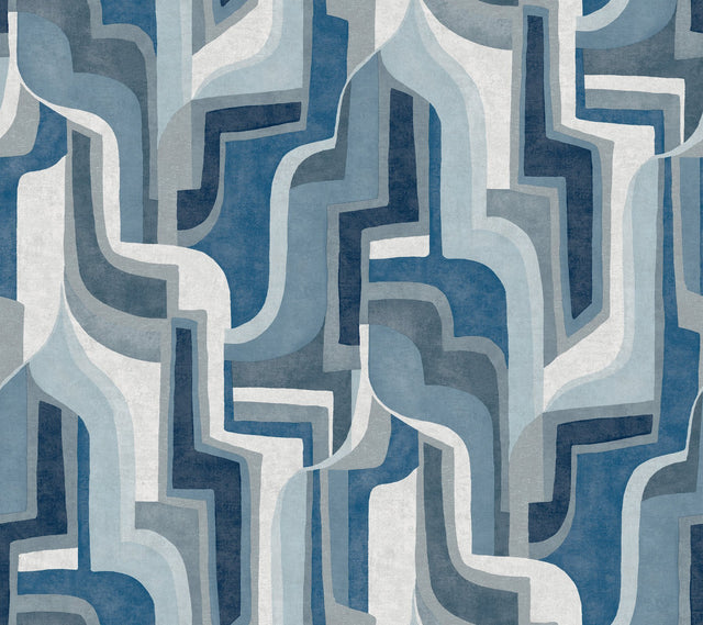 Tulum Blue Surreal Shapes Wallpaper with Modern Abstract Motif - A-Street Prints 4135-72700