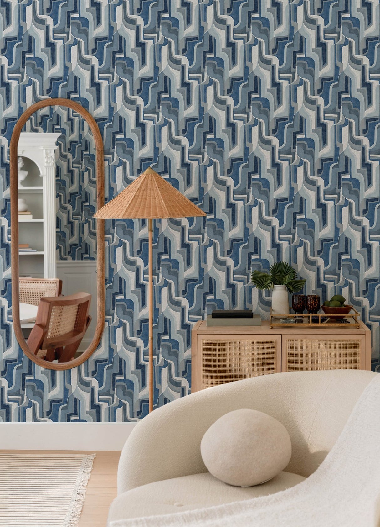 Tulum Blue Surreal Shapes Wallpaper with Modern Abstract Motif - A-Street Prints 4135-72700