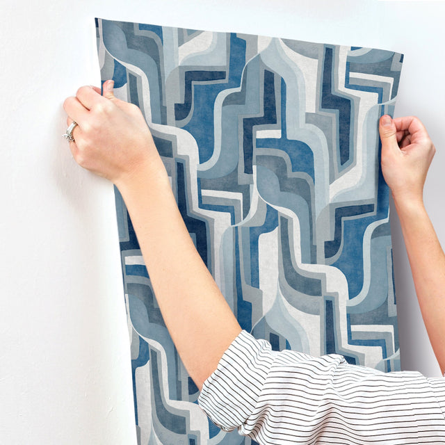Tulum Blue Surreal Shapes Wallpaper with Modern Abstract Motif - A-Street Prints 4135-72700