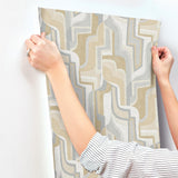 Tulum Khaki Surreal Shapes Wallpaper with Metallic Abstract Modern Design - A-Street Prints 4135-72703