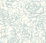 Nelda Light Blue Rose Wallpaper with Modern Botanical Rose Pattern - A-Street Prints 4135-72706