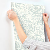 Nelda Light Blue Rose Wallpaper with Modern Botanical Rose Pattern - A-Street Prints 4135-72706