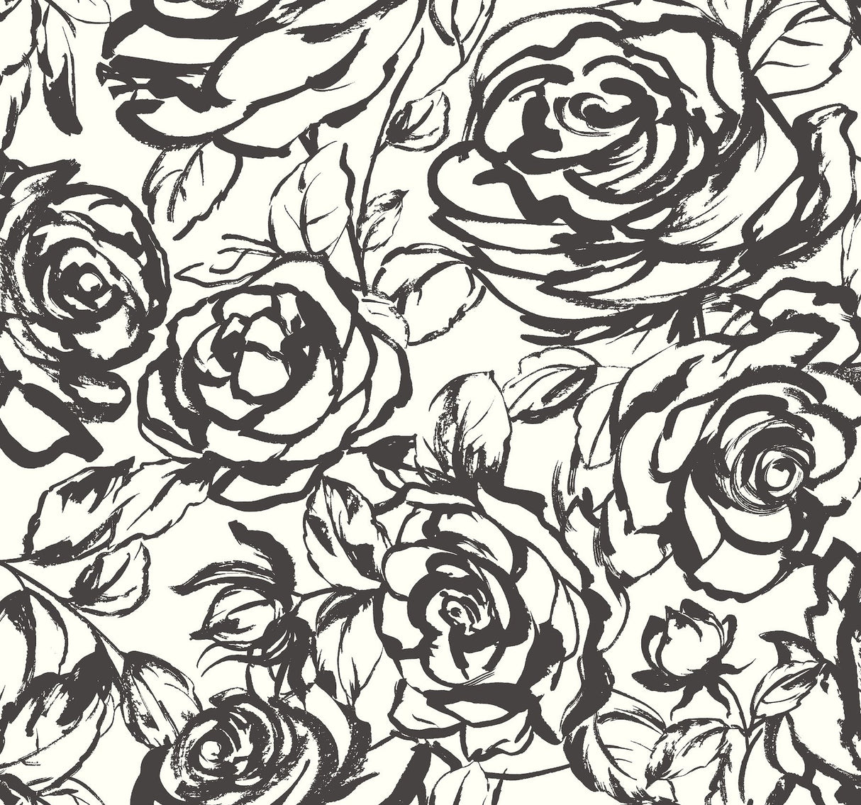 Nelda Black Rose Wallpaper with Modern Botanical Rose Pattern - A-Street Prints 4135-72707