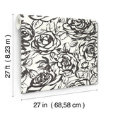 Nelda Black Rose Wallpaper with Modern Botanical Rose Pattern - A-Street Prints 4135-72707