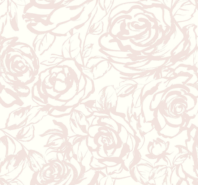 Nelda Light Pink Rose Wallpaper with Modern Botanical Floral Pattern - A-Street Prints 4135-72710