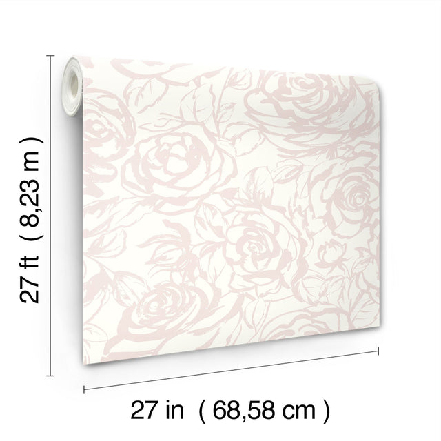 Nelda Light Pink Rose Wallpaper with Modern Botanical Floral Pattern - A-Street Prints 4135-72710