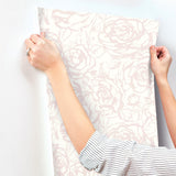Nelda Light Pink Rose Wallpaper with Modern Botanical Floral Pattern - A-Street Prints 4135-72710