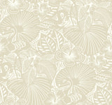 Idalia Beige Floral Flamingo Wallpaper with Tropical Animal Motif - A-Street Prints 4135-72713