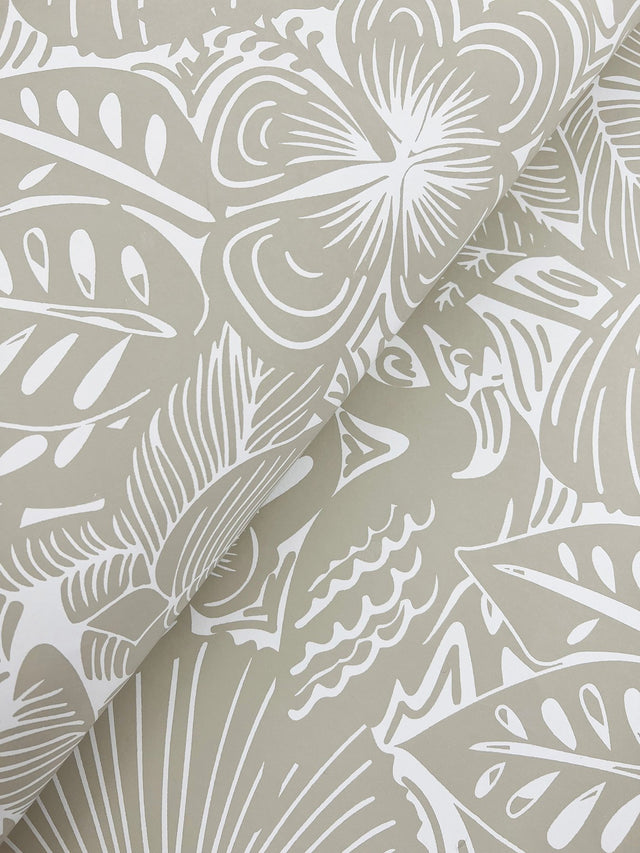 Idalia Beige Floral Flamingo Wallpaper with Tropical Animal Motif - A-Street Prints 4135-72713