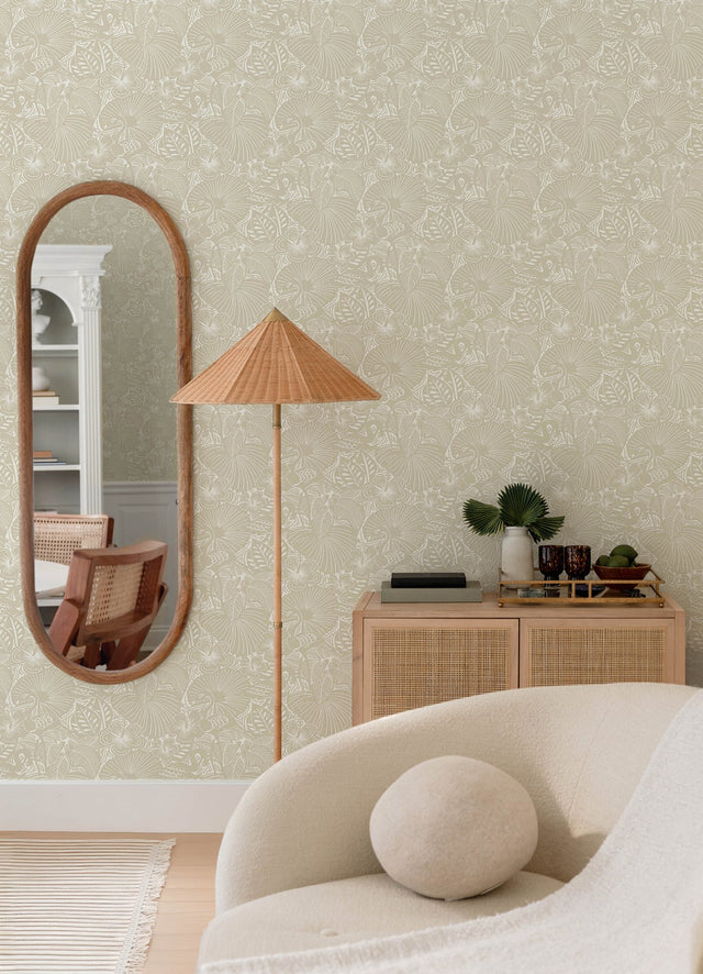 Idalia Beige Floral Flamingo Wallpaper with Tropical Animal Motif - A-Street Prints 4135-72713
