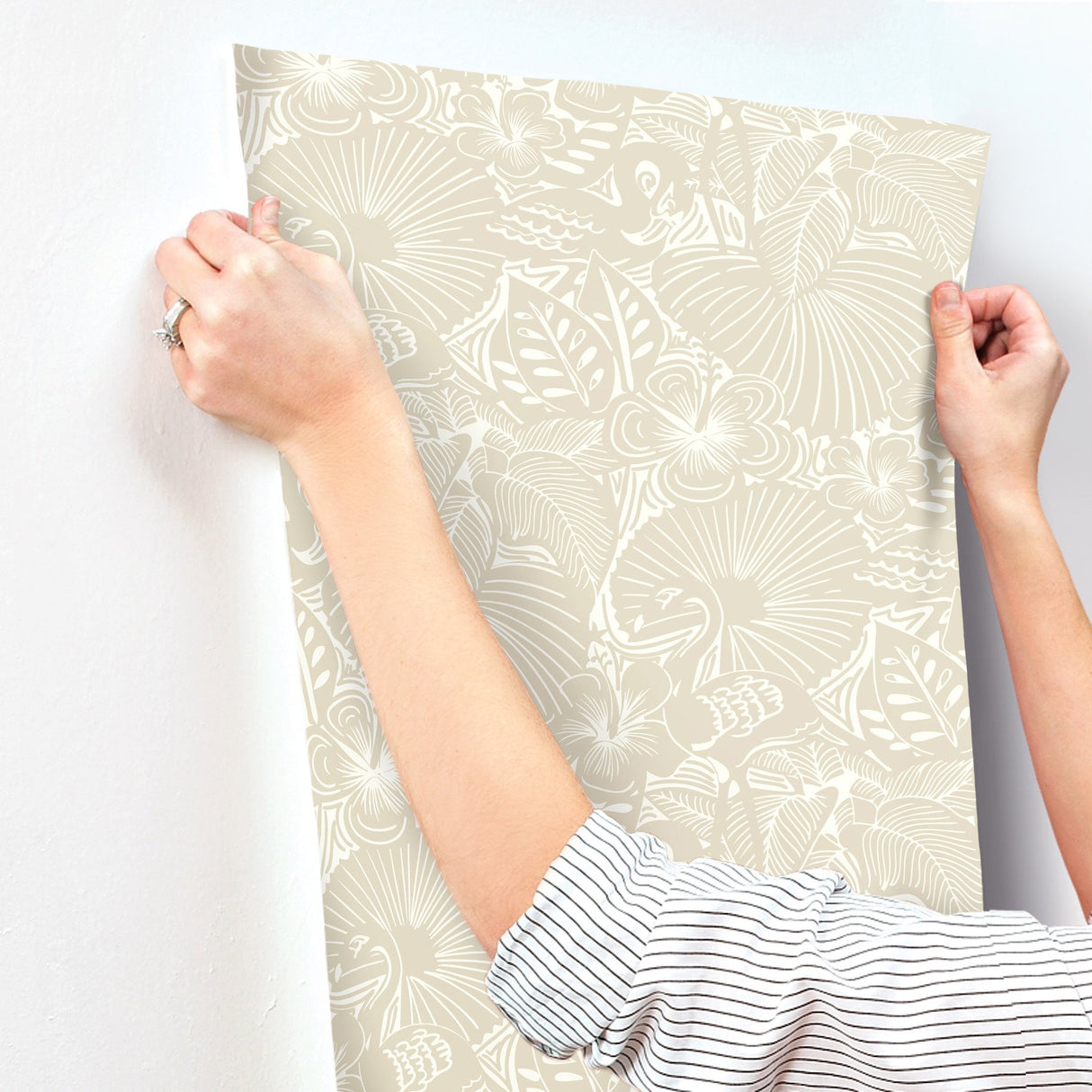 Idalia Beige Floral Flamingo Wallpaper with Tropical Animal Motif - A-Street Prints 4135-72713