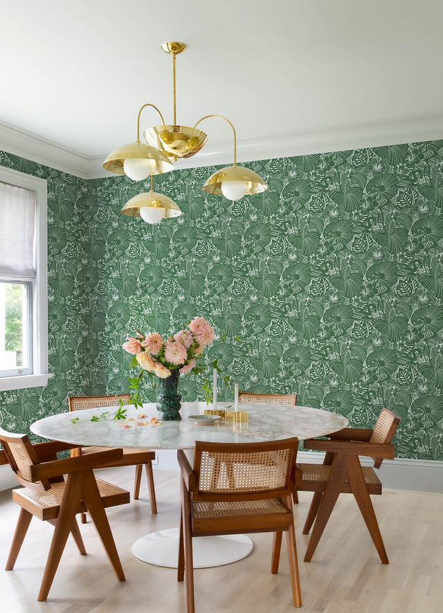 Idalia Green Floral Flamingo Wallpaper with Tropical Animals Motif - A-Street Prints 4135-72714